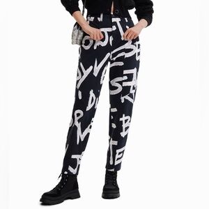 Desigual Brocha Monochrome Text Pants